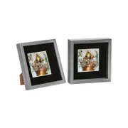Nicola Spring Acrylic 3D Box Photo Frames with 4" x 4" Mounts - 8" x 8" - Grey - Pack of 2