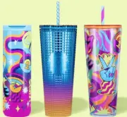 Starbucks Tim Singleton Pride Cup Rainbow Iridescent Hot Cold Tumbler 3pcSet NWT
