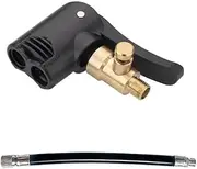 Double Pump Head Dual Nozzle Presta Schrader Valve Thread Connector Tire Air Inflator Replacement Mouth Adapter with Extension Horse Tube, Pump Valve Adapter for Bicycles and Electric Bicycles