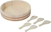 PEARL METAL LD-463 LD-463 Hand Winding Chirashi Sushi Tub, 6-Piece Set, Sushi Tub, 13.0 inches (33 cm), Approximately 5 Pieces, Rice Spoons, 5 Pieces, Home Roll & Chirashi Sushi Tub