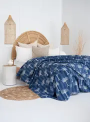 Kantha Quilt Indian Quilt Block Print Quilt Bedspread Bohemian Boho Cotton Throw Quilt Handmade Blanket Doona King Size 016