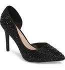 Lauren Lorraine Ruby Black Rhinestone Embellished Half d'Orsay Pointy Dress Pump