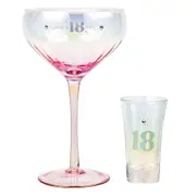 2pc LMD 18th Holographic 300ml Coupe/60ml Shot Glass Party Drinking Set