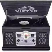 Victor State Bluetooth Turntable Record Player, CD/MP3/Cassette Player, FM Radio