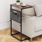 Vagusicc C Shaped End Table 33'' Tall Side Table for Couch Adjustable Height ...