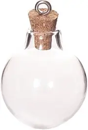 [INNSPIRO] Pendant Glass Bottle Ball Transparent with Cork Stopper, 25 x 28 mm, 25 x 28 mm, Glass, No Gemstone, 25x28mm., Glass, No Gemstone