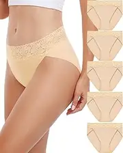 [RHYFF] Women's Cotton Hipster Underwear Women Lace Briefs Women's Breathable Stretch Panties Women's Soft Women's Briefs Multipack S-XXL, Naked, Small