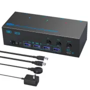 HDMI USB 3.0 KVM Switch 3 Monitors 3 Computers 8K@60Hz 4K@144Hz 4 USB 3.0 Ports