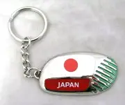 33572 RUGBY WORLD CUP 2011 JAPAN FLAG SILVER ROUND KEYRING KEY RING