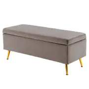 La Bella 110cm Grey Storage Ottoman Bench Seat Chest Couch Stool Velvet