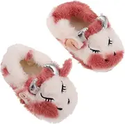 [WRITWAA] Baby Girls' Cow Slippers Soft Plush Toddler Shoes Cozy Indoor Footwear