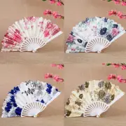 Chinese Style Silk Hand Held Dance Fan Folding Flower Fans Wedding Party Decor
