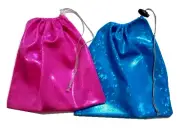 Gymnastics Grip Drawstring Team Gift Bags Metallic Reusable Pink Blue