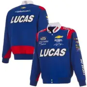 2025 Authentic Nascar Kyle Busch Lucas Oil Cotton Twill Full Snap Jacket Royal