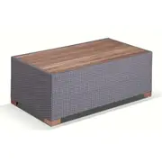 Java Outdoor Wicker Teak Top Rectangle Coffee Table - Outdoor Tables
