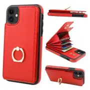 Compatible with iPhone 11 Case Wallet with Card Holder, 360°Rotation Red
