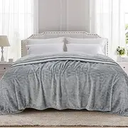 [TOONOW] Fleece Bed Blanket King Size 90x108 inches, Super Soft Fluffy Fuzzy Plush Blanket Geometric Pattern Cozy Microfiber Flannel Blankets for Couch, Bed, Sofa, Light Grey