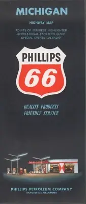 1962 Phillips 66 Road Map: Michigan Highway Map NOS