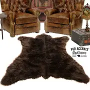 Brown Bear Skin Rug - Plush Shag Faux Fur - Bonded Suede Lining - Made in USA