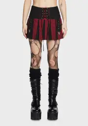 [Tripp NYC] Black And Red Bo Peep Pleated Garter Skirt