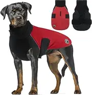 Winter Dog Coat Jacket Waterproof, Turtleneck Reflective Dog Vest for Cold Weather, Reversible Dog Clothes with Harness Hole for Small, Medium, Large Dogs, Red XXXL