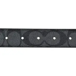 COACH滿版印花LOGO PVC搭配牛皮雙面釦式皮帶(炭灰x黑)
