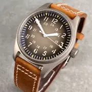 Titanium Pilot Burgundy 39mm Tandorio NH35A Automatic 20ATM Men Watch Military