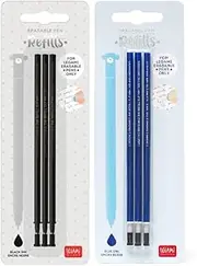 Legami - Refill for Erasable Gel Pens, Set of 3, Height 13 cm, Thermosensitive Ink Black+Blue, 0.7 mm Tip