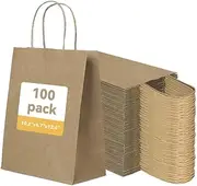 100 Pack Large Kraft Paper Gift Bags with Handles 26x12x32cm / 10.2"x4.7"x12.6" Bulk Kraft Paper Gift Bags, Large Brown Paper Bags with Handles, Party Favor Bags, Brown Kraft Shopping Bags