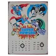 DC Comics Super Powers Perpetual Metal Calendar. Plaque Everlasting Wall Decor