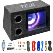 Pyle PLBNPS18 8" 400W LED Subwoofer Enclosure w/Remote, 8 Gauge Amplifier Kit