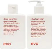 evo Ritual Salvation Repairing Hair Shampoo & Conditioner - Gently Cleanses, Treats Damaged & Brittle Hair - 300ml / 10.1fl.oz