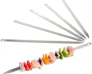 [JD Europe] 6pcs Turkish Adana Kebab BBQ Skewers. Stainless Steel Flat Wide Barbecue Skewers Length 41cm, Width 1.5cm and 2mm Thick