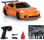 wheelfun 1/43 Scale RC Drift Race Vehicle Gyro 4WD, Ready to Go, Mini Remote Control Car, High Speed Model, RTR Racing Car Model Gift, Comes with 4WD System(Orange)