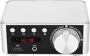 Respicefinem HiFi Bluetooth 50 Digital Audio Amplifier Board with Memory Card Player 50W x 2 Stereo Ideal for AMP Amplifier High Fidelity Sound Clear Powerful Output (Silver)