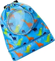 Holibanna Drawstring Backpack for Cartoon Beach Bag with Separate Dry Wet Compartment Capacity Travel Bag for Swimming Lightweight and Durable Design for Boys