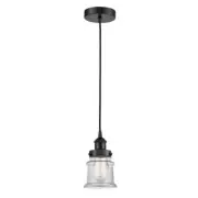 Innovations Edison Canton 5" 1-Lt LED Mini Pendant, BK/CL - 616-1PH-BK-G182S-LED