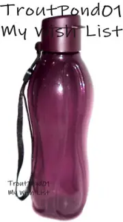 TUPPERWARE ECO Bottle 16 oz Sparkling Merlot Glitter Purple Flip Top Wristlet