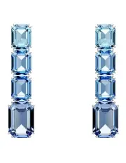 [Swarovski] Millenia Drop Octagon Cut Rhodium Plated Earrings in Blue