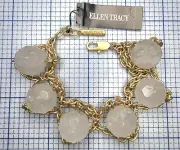 Ellen Tracy Natural Faceted Chalcedony on Chains Chunky Bracelet