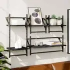4-Piece Bars Bookshelf Display Storage Wooden Metal Cabinet Shelf Shelving Black