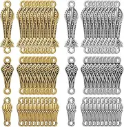 SUPERFINDINGS 60Pcs 2 Colors Tibetan Alloy Connector Charms Antique Silver Gold Link Charms Vintage Cameo Round Charming Connectors for DIY Necklace Bracelet Jewelry Making Craft