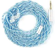 KBEAR Palm Thunder IEM Cable, 4-Strand Single Crystal Copper Silver-Plated HiFi Earphone Upgraded Headphone Extension Wire, 0.78mm QDC-Pins in Ear Monitors Wired Earbuds Cable (Ocean Blue, QDC 3.5MM)