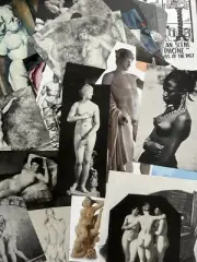 NUDES -artsy classic themed VTG & new book pages & cutouts, junk journal collage