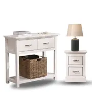 Ashford Console Table White + Bedside Table