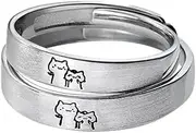 [Generic] Cute Cat Couple Ring Adjustable Anniversary Promise Wedding Ring Engagement Finger Belt Endless Love Matching Ring Set Men's and Women's Jewelry Gifts, Copper, No Gemstone