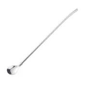 Long Handle Stainless Steel Drinking Straw With Spoon Cocktail Smoothies Stirrer Strainer Tea Party