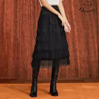 在飛比找Yahoo奇摩購物中心優惠-OUWEY歐薇 甜美個性層次壓摺網紗蛋糕裙(黑色；S-L)3