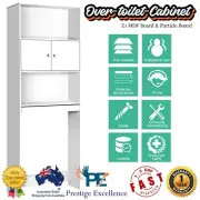 Bathroom Over-the-Toilet Storage Cabinet White Wooden Cupboard Shelf Towel Rack
