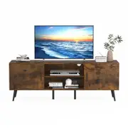 Advwin TV Cabinet 140cm Wooden Entertainment Unit Stand Media Console Table Walnut